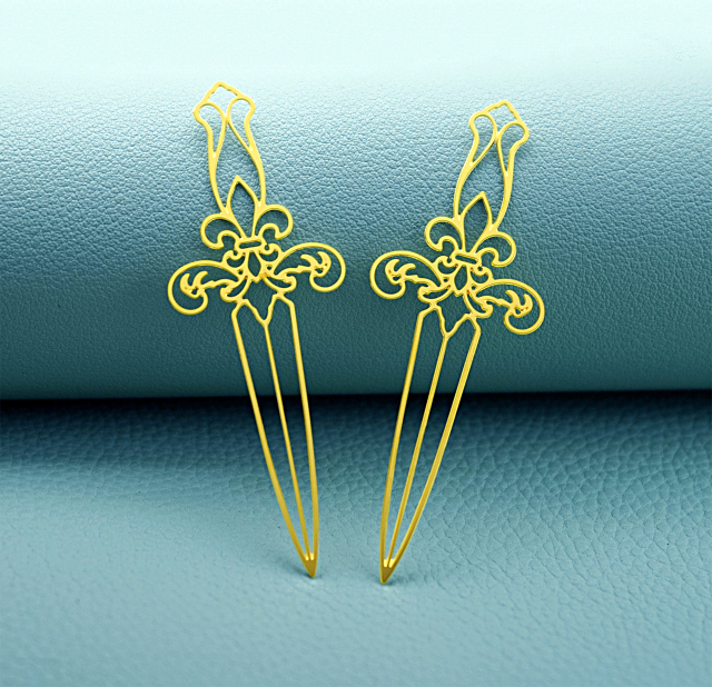 2pcs Fleur de Lis Dagger Charms, Gothic Sword Pendants, Medieval Jewelry Findings, DIY Earrings Making Supplies (RD3073)