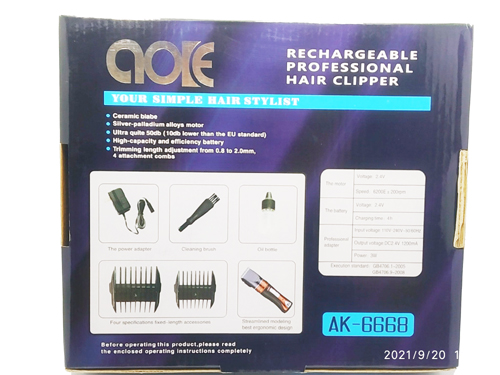 Cortapelos profesional recargable AK-6668 Hairstylist