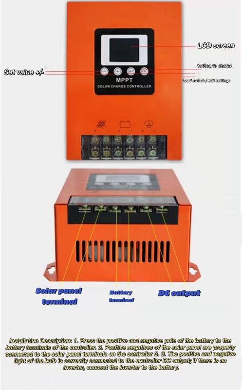 Rialaitheoir muirear gréine 100A 12v/24V/48V ilfheidhm rialtóir mppt aitheantais uathoibríoch cliste