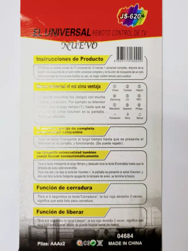 Mando a distancia universal JS-602+