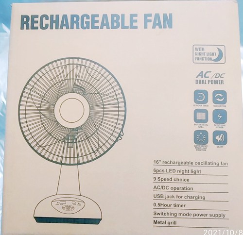 Ventilador de carga de escritorio de 12/16 pulgadas