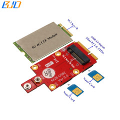 Mini PCI-E USB2.0 Signal to M.2 NGFF Key-B Wireless Module Adapter 2 NANO SIM Card Slot for 5G 4G 3G LTE GSM Modem