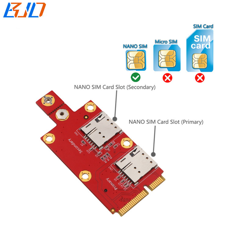 Mini PCI-E USB2.0 Signal to M.2 NGFF Key-B Wireless Module Adapter 2 NANO SIM Card Slot for 5G 4G 3G LTE GSM Modem