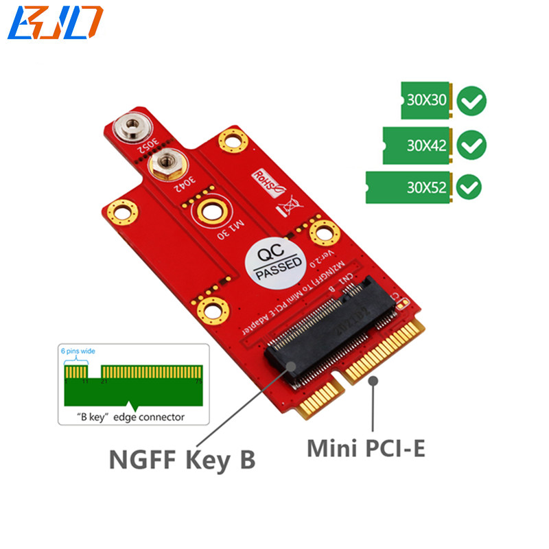 Mini PCI-E USB2.0 Signal to M.2 NGFF Key B Slot Wireless Module Adapter for 3042 3052 Type 5G 4G 3G LTE GSM Modem