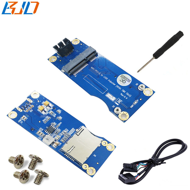 Mini PCI-E MPCIe 52Pin to USB 9-Pin 9PIN 90 Degree Wireless Module Adapter Card With SIM Slot for GSM 3G 4G LTE Modem
