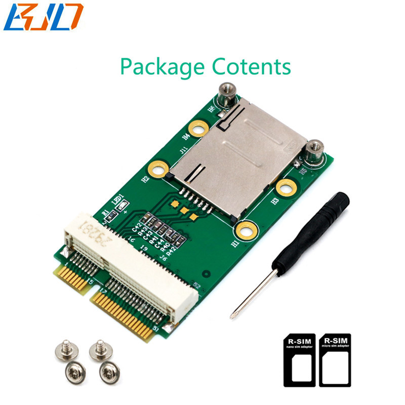 Mini PCI-E 52Pin to Mini PCIe Wireless Module Adapter Card with SIM Slot for GSM 3G 4G LTE Modem