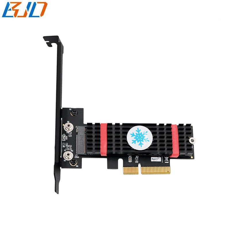 NGFF Key M NVME SSD Adapter to PCI-E 3.0 4X Expansion Riser Card with Black Heatsink