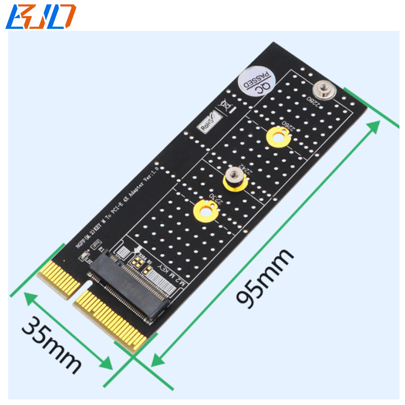 M.2 NGFF Key-M Nvme SSD Adapter to PCI-E X4 PCIe 4X Riser Card with Heatsink - Vertical Installation