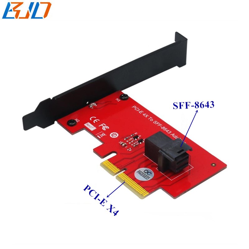 Mini SAS SFF-8643 36Pin Female Connector to PCI-E PCIe 4X Converter Riser Card for 2.5" U.2 SFF-8639 NVMe SSD