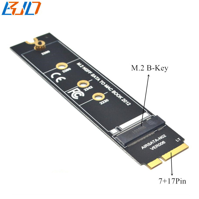 7+17Pin M.2 NGFF B-Key SATA SSD Adapter Converter Card for 2012 MacBook Air A1465 A1466