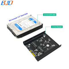 Dual MSATA SSD Adapter to SATA 3.0 7PIN+15PIN Converter Card with 3.5" Hard Disk Bracket
