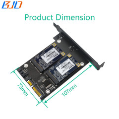 Dual MSATA SSD Adapter to SATA 3.0 7PIN+15PIN Converter Riser Card with Full Profile Bracket