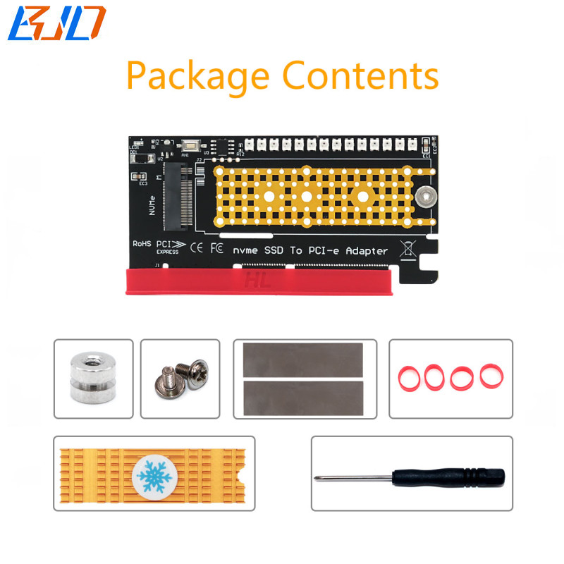 M.2 NGFF M-Key M2 NVME SSD Adapter to PCI Express PCIe 4X 8X 16X Converter Riser Card With 14 * Colorful Flash 3528 LED and Heatsink