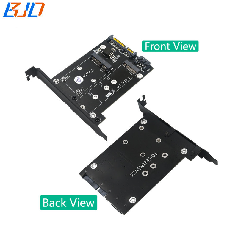 MSATA & M.2 NGFF Key-B Connector to SATA 3.0 7PIN+15PIN Adapter Converter Card with Full Height Profile Bracket For SATA SSD