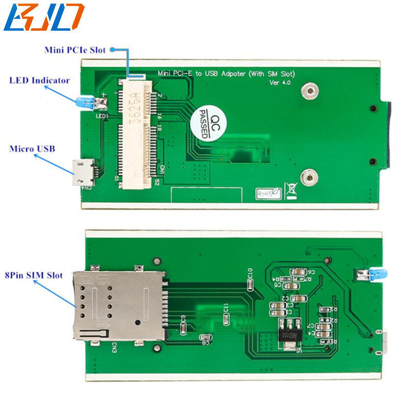 Mini PCI-E MPCIe to USB 2.0 Wireless Adapter Card with SIM Slot + Protection Case for3G 4G LTE GSM Modem