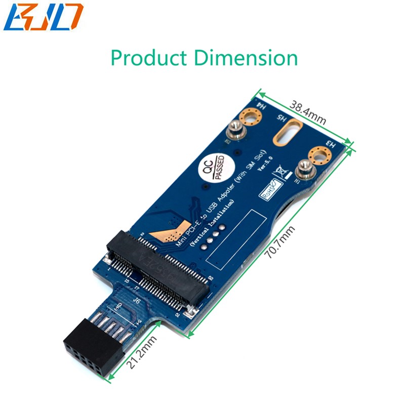 Mini PCI-E MPCIe to USB 2.0 9Pin Header Wireless Adapter Card With SIM Slot for 4G 3G GSM LTE Module