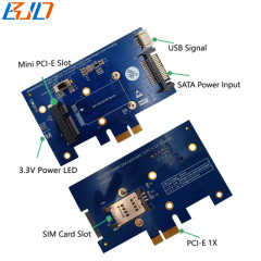 Mini PCI-E MPCIe 52Pin to PCI Express 1X Wireless Adapter Card With SIM Slot Dual Antenna For 4G LTE GSM Modem / Wifi BT Module