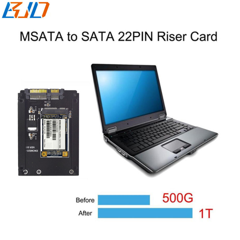mSATA SSD Adapter to SATA 3.0 Riser Card 6Gbps for 2.5" MSATA SSD