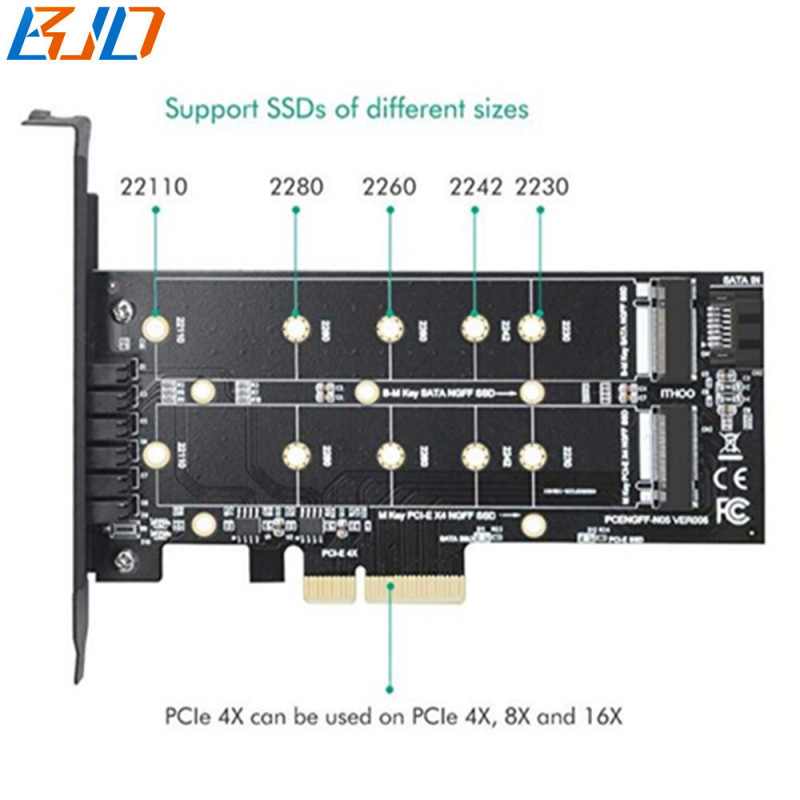 M.2 NGFF B-Key M-Key SSD to PCI Express PCI-E 3.0 4X Adapter Controller Riser Card For Desktop M2 SATA / NVME SSD