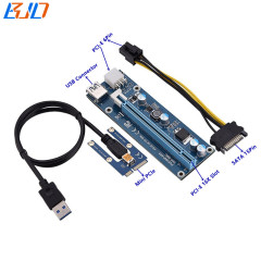 PCI-E 16X Slot to Mini PCIe MPCIe Interface Adapter Riser Card with 60CM USB3.0 Cable for Video Graphics Card