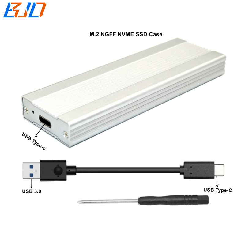 NGFF M.2 Key-M NVME to USB 3.1 Type-C Adapter External SSD Enclosure Case 10Gbps + 20CM USB Data Cable