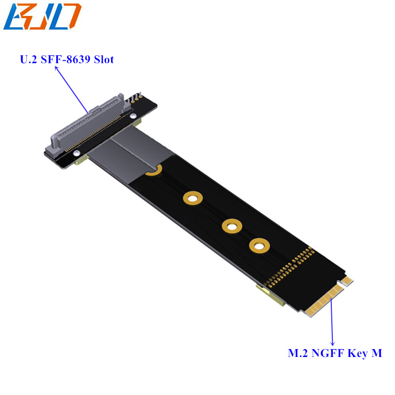 U.2 SFF-8639 U2 Connector to M.2 NGFF Key-M NVME SSD Adapter Riser Card Extension Cable 20CM
