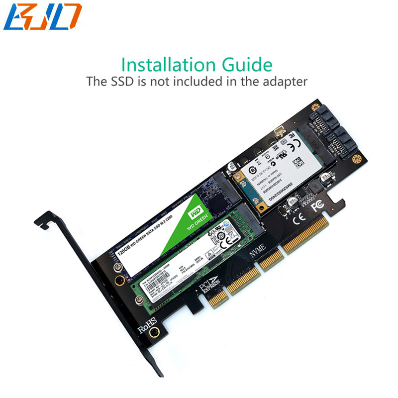 M.2 NGFF M-Key B-Key Msata SSD Adapter to PCIe PCI-E 3.0 4X Converter Expansion Card for NGFF M2 NVMESATA MSATA SSD