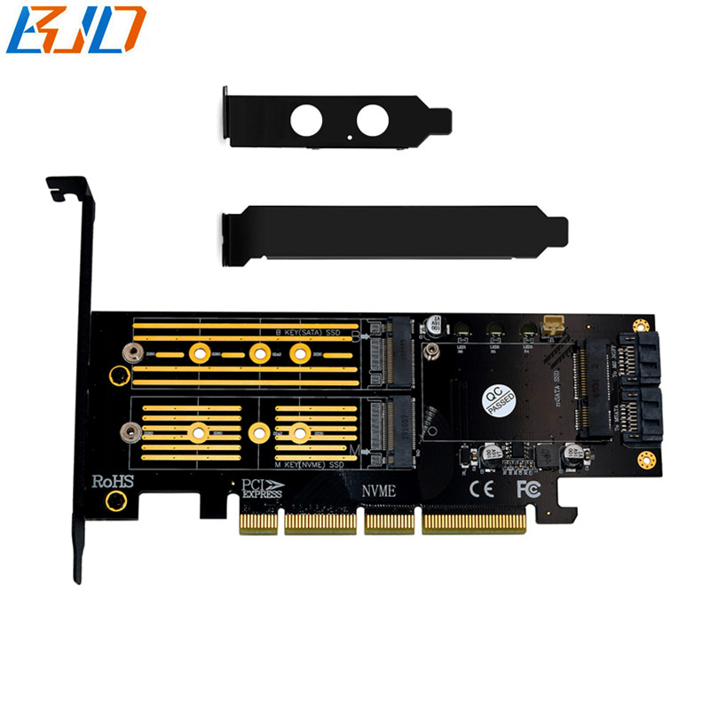 M.2 NGFF M-Key B-Key Msata SSD Adapter to PCIe PCI-E 3.0 4X Converter Expansion Card for NGFF M2 NVMESATA MSATA SSD