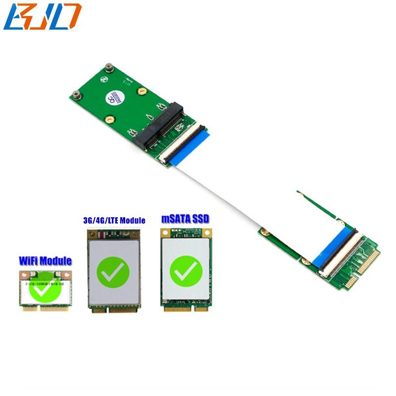 Mini PCI-E MPCIe Msata Adapter Flexible Extension Cable Without SIM Slot for WIFI Module & 3G 4G LTE Modem / Msata SSD