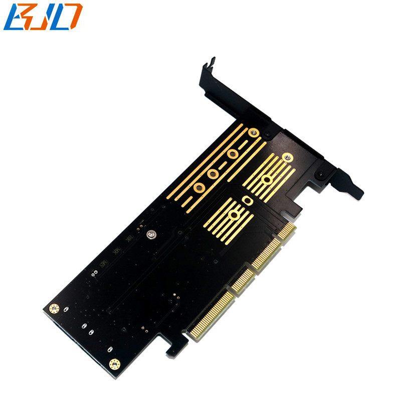 M.2 NGFF Key-M key-B Msata SSD Adapter to PCIe PCI-E 3.0 4X 8X 16X Expansion Riser Card with Black Heatsink for NGFF M2 NVME SATA Msata SSD