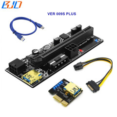 VER 009S Plus PCI-E 1x to 16x Riser Card Adapter with 8 Capacitors 6Pin Molex Connector GPU Risers for Graphics Card