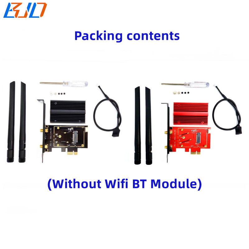 Wifi BT PCIe Adapter Wireless PCI-E 1X Converter Card with Dual 6dbi Antenna For Intel AX210 AX200 AMD MT7921k Wifi BT Module