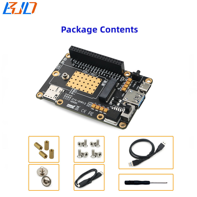 5G 4G LTE GSM Modem Base Hat for Raspberry Pi 4/3/2/B+ to USB with SIM Card Slot Support Asus Tinker / Samsung ARTIK Board