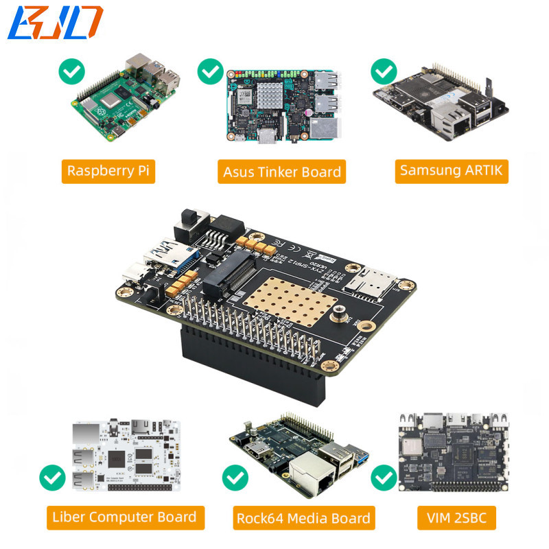 5G 4G LTE GSM Modem Base Hat for Raspberry Pi 4/3/2/B+ to USB with SIM Card Slot Support Asus Tinker / Samsung ARTIK Board