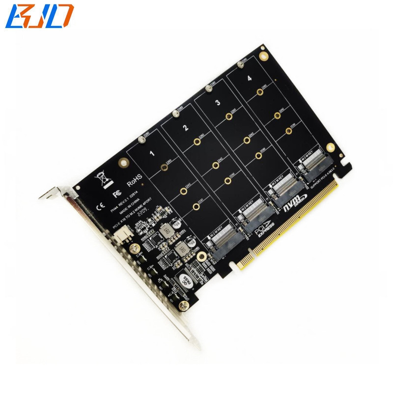 4 * NVME SSD Adapter M.2 NGFF Key-M Slot to PCI Express PCl-E 16X PCIe X16 Raid Expansion Riser Card