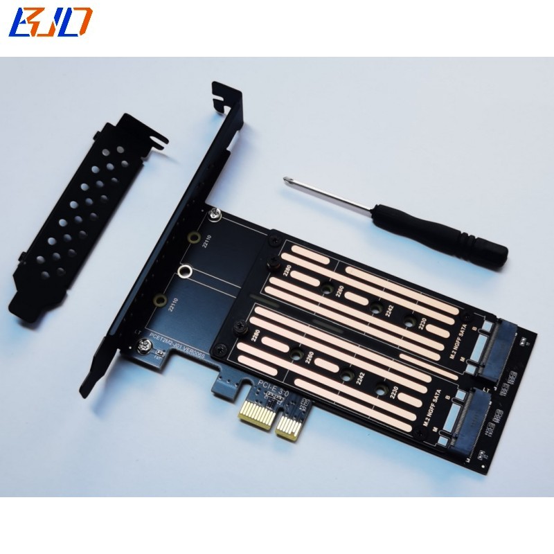 Dual M2 M.2 B Key SATA SSD Slot to PCI Express PCI-E 3.0 1X Converter Adapter Card Support 2230 2242 2260 2280 22110 M2 SATA SSD