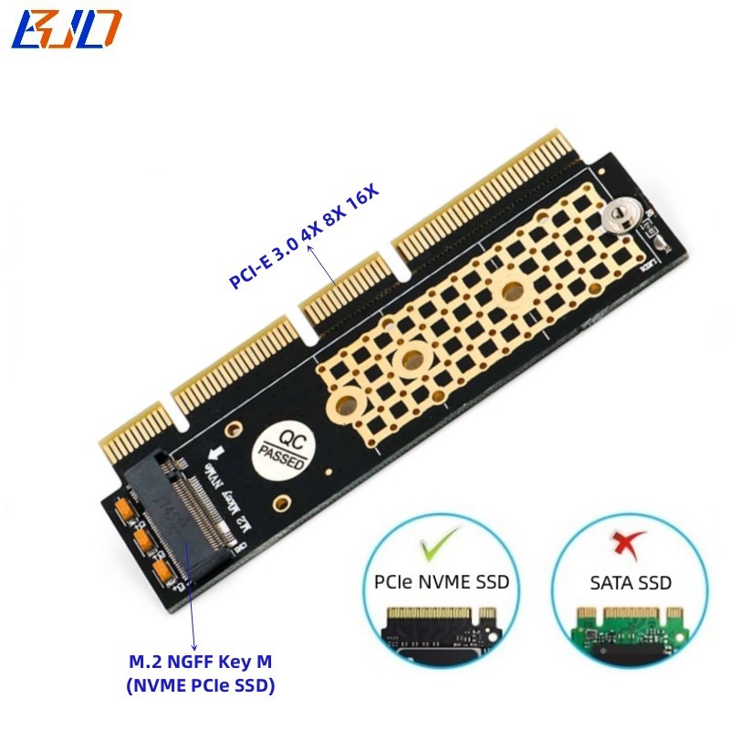 M.2 NGFF Key M SSD Adapter to PCI-E PCIe 4X 8X 16X Converter Riser Card for M2 NVME SSD