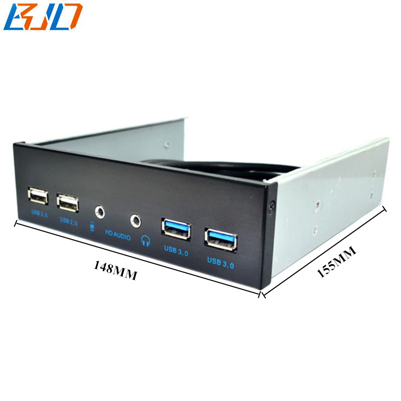 5.25" Desktop Front Panel 2 USB 3.0 + 2 * USB 2.0 & HD Audio Earphone Plug and Play For PC Computer Case