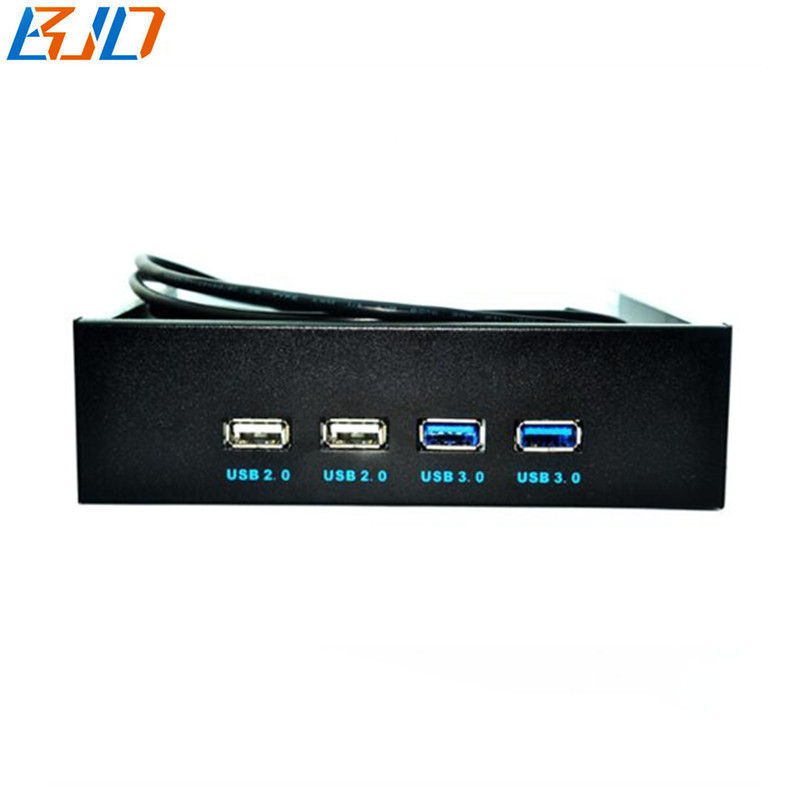 5.25" Desktop 4 USB Hub Front Panel with 2 x USB 3.0 + 2 * USB 2.0 Connector for PC Computer