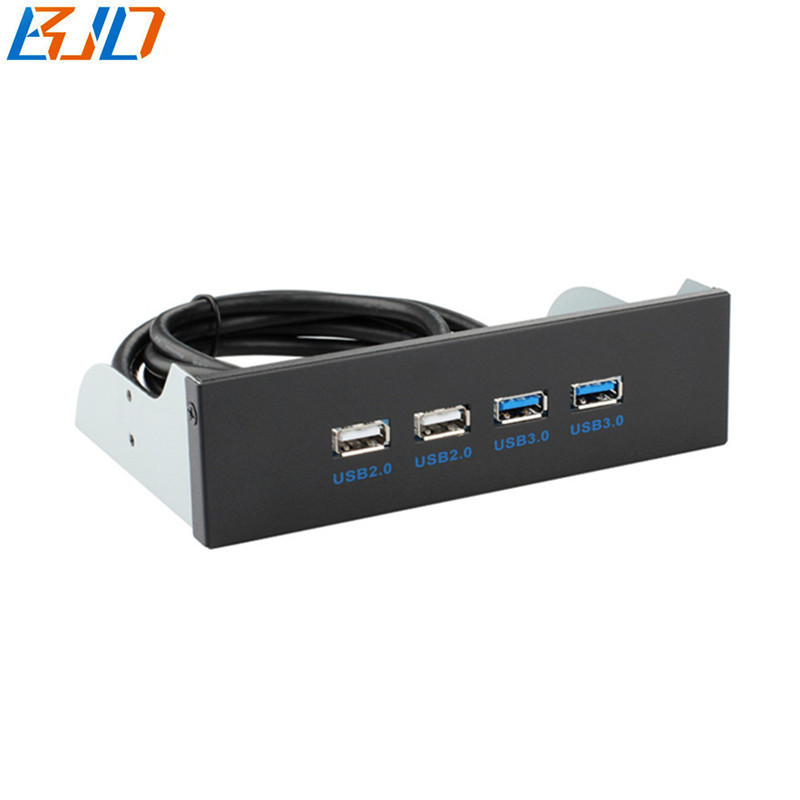 5.25" Desktop 4 USB Hub Front Panel with 2 x USB 3.0 + 2 * USB 2.0 Connector for PC Computer