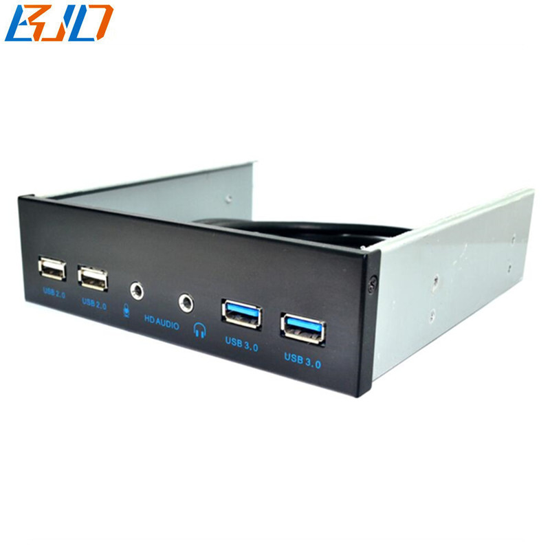 5.25" Desktop Front Panel 2 USB 3.0 + 2 * USB 2.0 & HD Audio Earphone Plug and Play For PC Computer Case