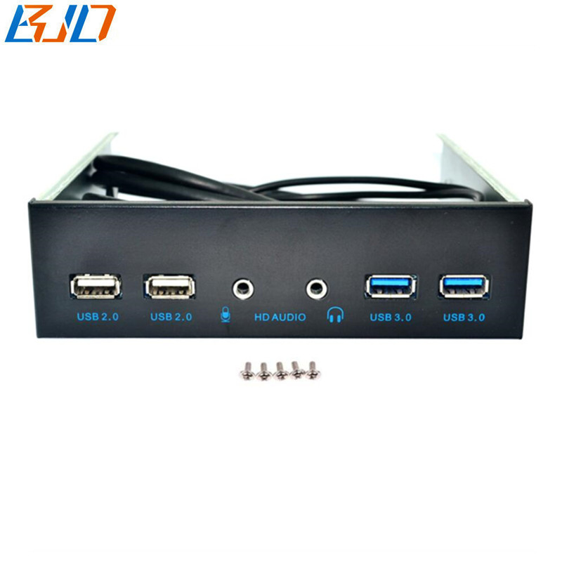 5.25" Desktop Front Panel 2 USB 3.0 + 2 * USB 2.0 & HD Audio Earphone Plug and Play For PC Computer Case