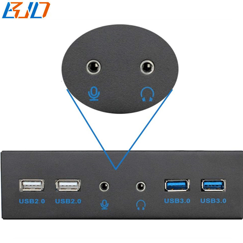 5.25" Desktop Front Panel 2 USB 3.0 + 2 * USB 2.0 & HD Audio Earphone Plug and Play For PC Computer Case