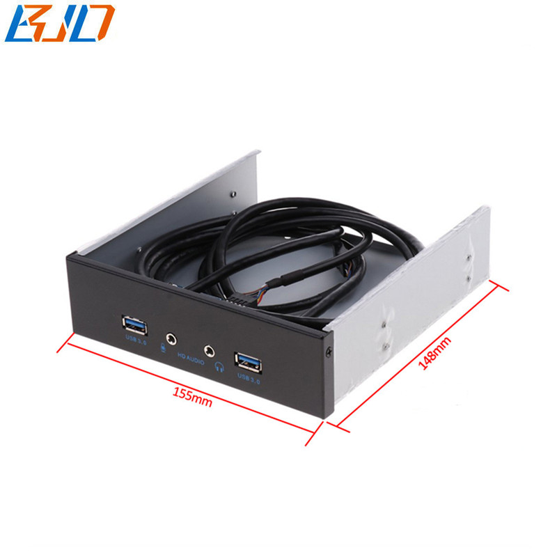 5.25" Desktop Internal Front Panel USB hub 2 x USB 3.0 + HD Audio & Earphone Port For PC Computer Case