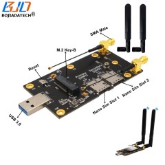 5G 4G LTE GSM Module NGFF M.2 Key B to USB 3.0 USB3.0 Wireless Adapter Card with 2 Nano SIM Slot & Antennas