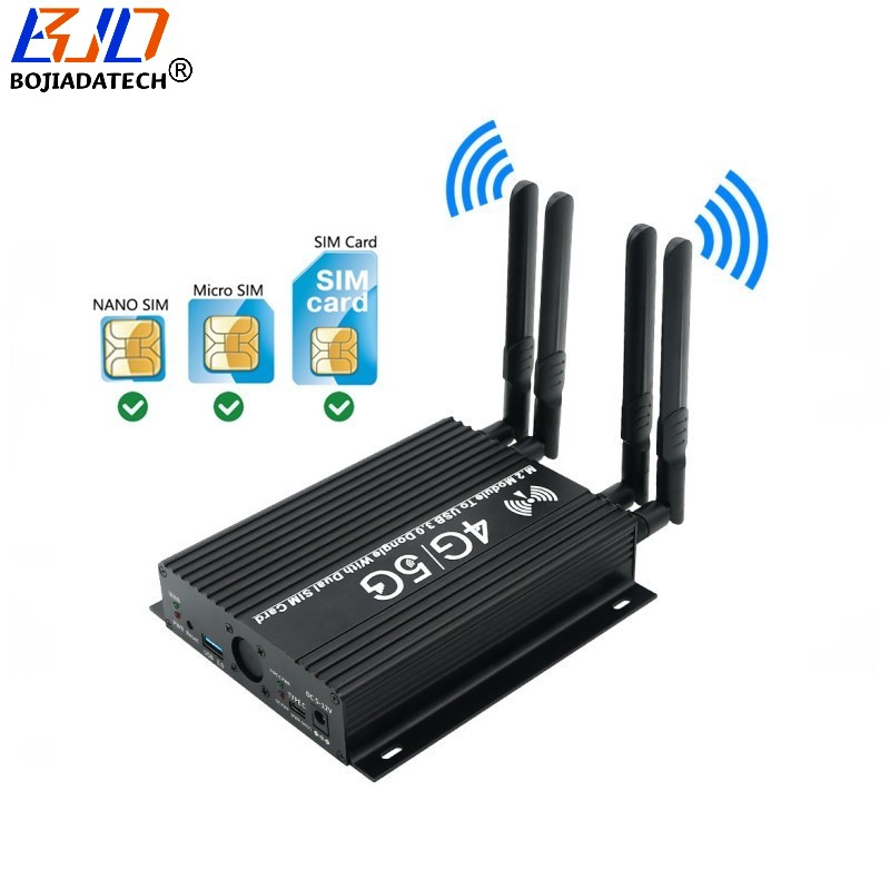 NGFF M.2 KeyB to USB 3.0 Wireless Module Adapter 2 SIM Card Slot with 4 SMA Antennas
