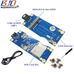 Mini PCI-E MPCIe 52Pin to USB 2.0 9Pin 180 Degree Wireless Module Adapter with SIM Slot for 3G 4G LTE GSM Modem
