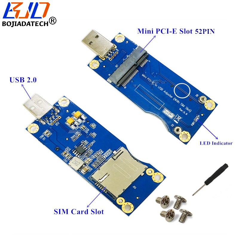 Mini PCI-E 52Pin MPCIe to USB 2.0 Connector Wireless Module Adapter ...