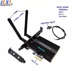 3000Mbps Dual Band 2.4Ghz 5.0Ghz Wifi Adapter PCI-E X1 PCIe 1X Wireless Network Card BT 5.1 MU-MIMO WIFI6 Intel AX200