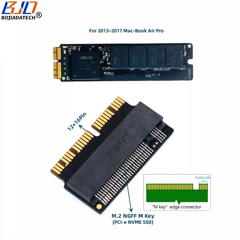 12+16Pin To NGFF M.2 M-key M2 NVME AHCI SSD Adapter Card for Macbook 2013~2017 A1465 A1466 A1398 A1502 A1419